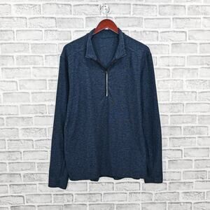 Lululemon Men's Surge Warm up 1/2 zip pullover in heather black blue size L
